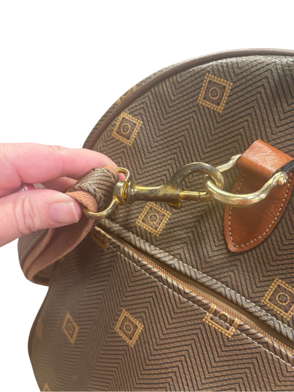 Texier seduction vintage 80s/90s leather trimmed duffle weekender bag - Picture 13 of 17